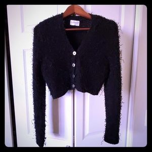 bebe Moda Sweater Cropped Black Long Sleeve Small